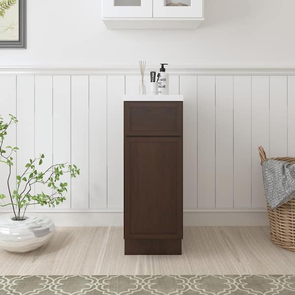 Vanity Art 12 in. W x 21 in. D x 32.5 in. H 1-Drawer Bath Vanity Cabinet Only in Brown