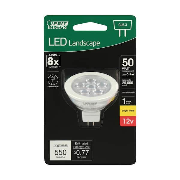 50W Equivalent MR16 GU5.3 Bi-Pin CEC 12-Volt Landscape Garden LED Light Bulb, Bright White (2-Pack)