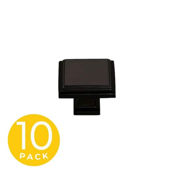 Sapphire Accent Series 1-1/4 in. Modern Black Square Cabinet Knob (10-Pack)