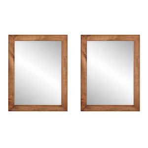 31 in. x 24 in. Farmhouse Rectangle Solid Wood Framed Walnut Bathroom Vanity Wall Mirror (Set of 2)