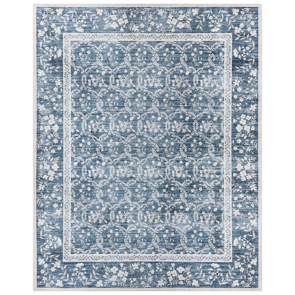 Gertmenian Crystal Print Vela Navy/Ivory 9 ft. x 13 ft. Floral Digitally Printed Polyester Area Rug