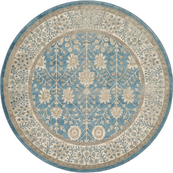 Unique Loom Salzburg Gneis Light Blue 6' 0 x 6' 0 Round Rug 3124859