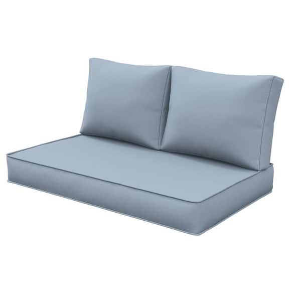 WNP 46 in. x 26 in. Outdoor Patio Replacement Loveseat Cushion Set with Backrest Sky