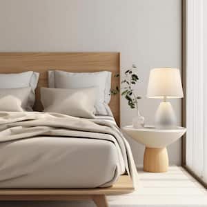 Althea 15.5 in. 1-Light White Ceramic Table Lamp with White Linen Shade