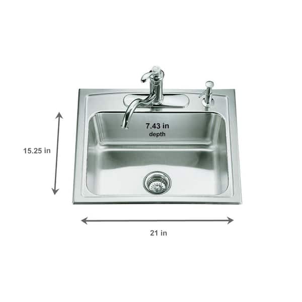 Toccata Drop-In Stainless Steel 25 in. 4-Hole Single Bowl Kitchen Sink Toccata Drop-In Stainless Steel 25 in. 4-Hole Single Bowl Kitchen Sink