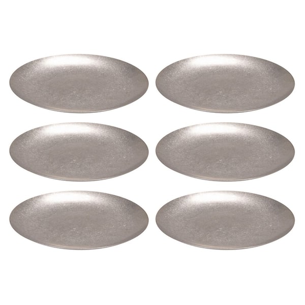 Silver Round Stainless Steel Plates (Set of 6)