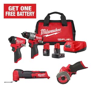 M12 FUEL 12-Volt Li-Ion Brushless Cordless Hammer Drill/Impact Driver Combo Kit (2-Tool) with Multi-Tool and Cut-Off Saw