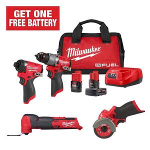 M12 FUEL 12-Volt Li-Ion Brushless Cordless Hammer Drill/Impact Driver Combo Kit (2-Tool) with Multi-Tool and Cut-Off Saw