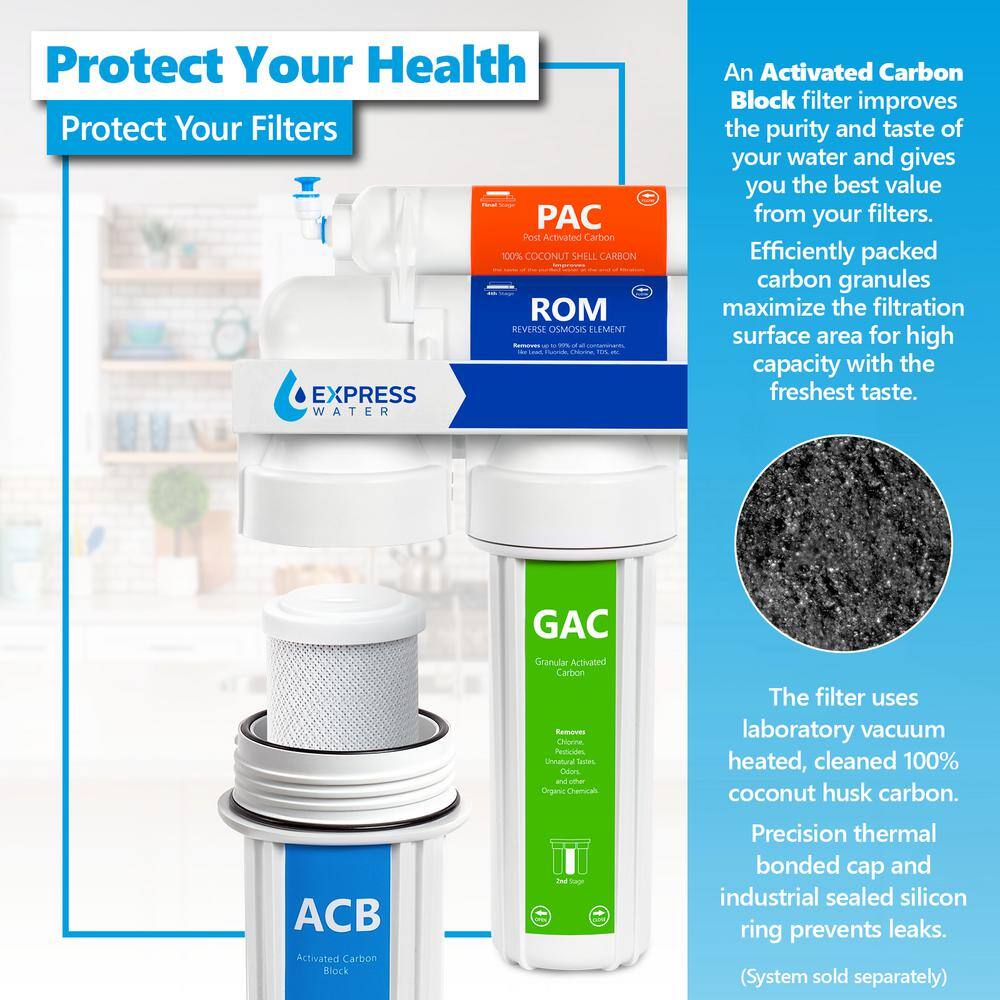 10-Inch Coconut Shell Carbon Block Water Filter 2-Pack