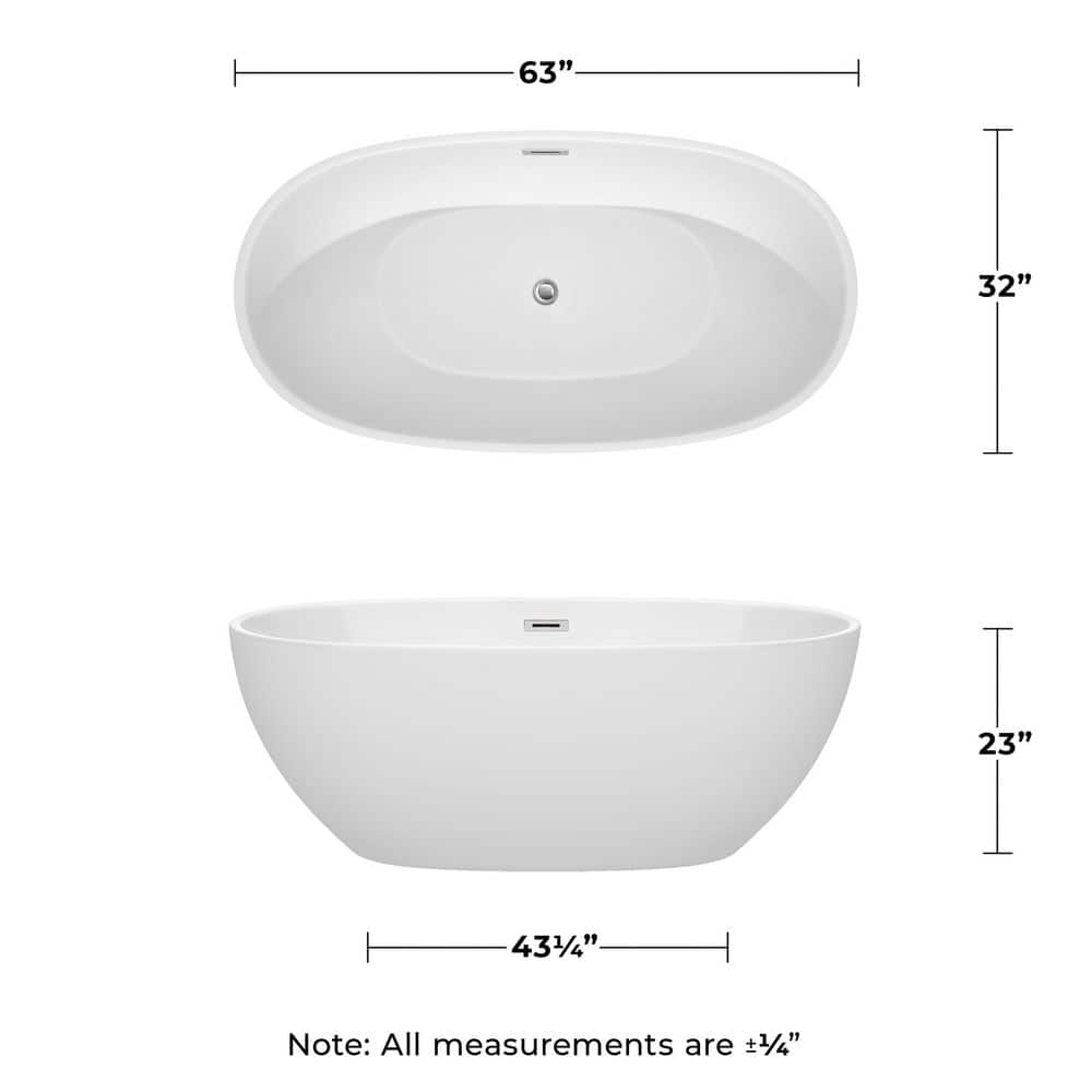 Juno 63'' White Freestanding Acrylic Soaking Bathtub