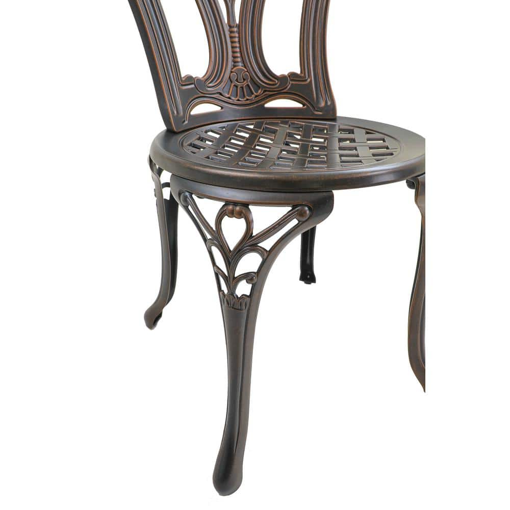 Bronze Cast Aluminum Armless Outdoor Bistro Chair Set