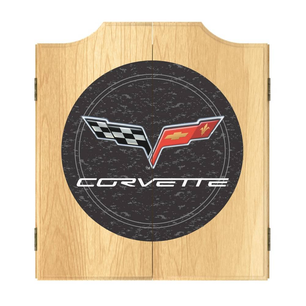 Corvette C6 Black 20.5 in. Dart Board with Darts and