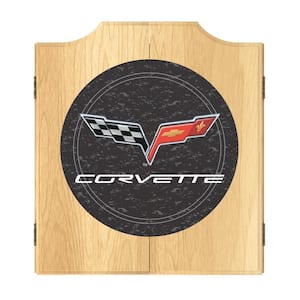 Corvette C6 Black 20.5 in. Dart Board with Cabinet, Darts and Scoreboards