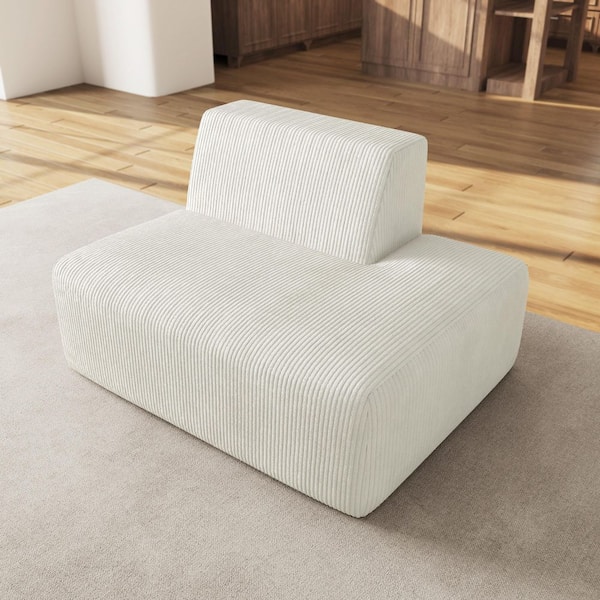 50.74 in. Armless Corduroy Rectangle 1-Seat Sectional Sofa in. Beige(Set of 1)