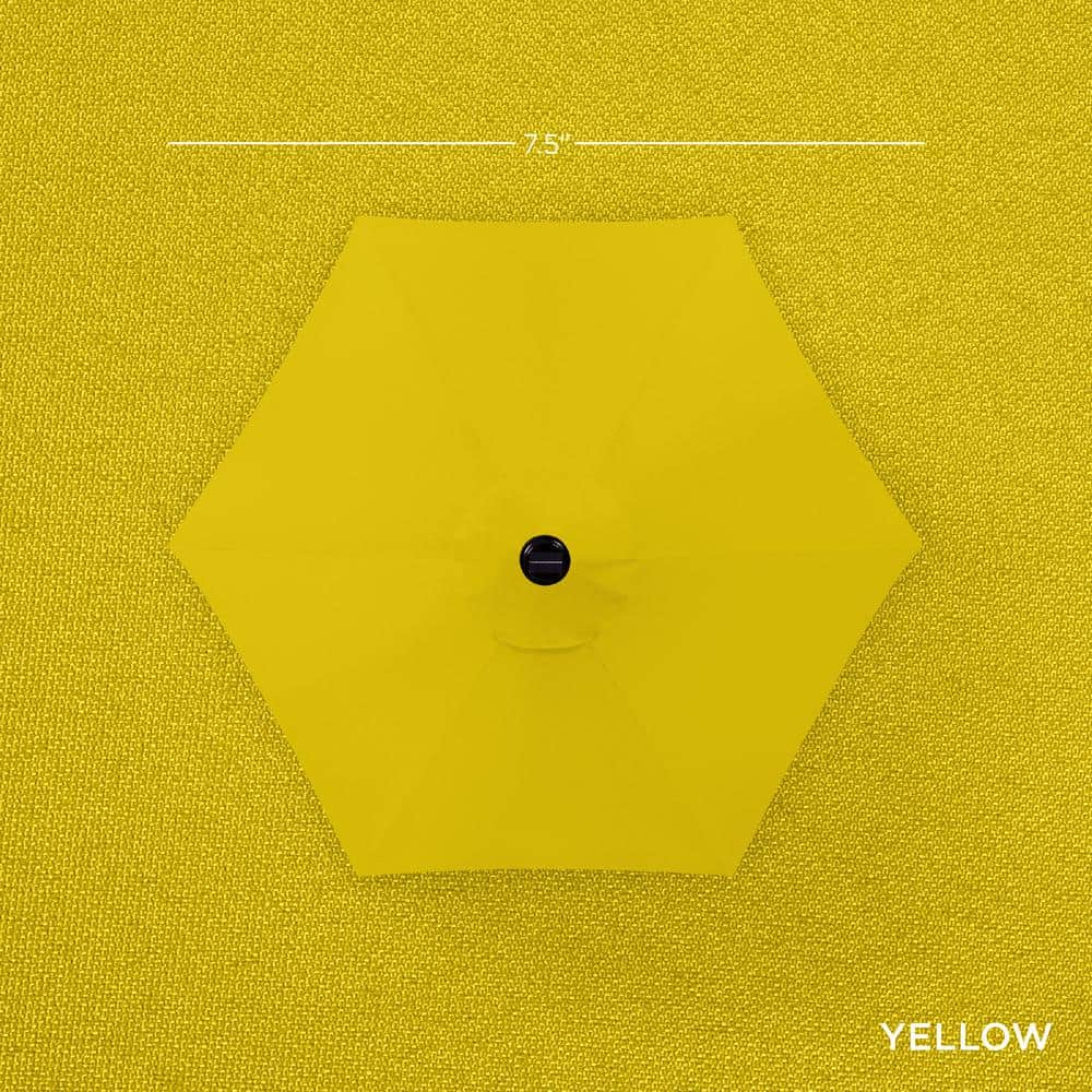 7.5ft Yellow Solar Patio Umbrella with LED Lights and Steel Pole