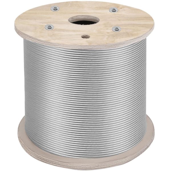 VEVOR Steel Wire Rope 304 Stainless Steel 7x19 Steel Cable 200 ft. x 1/4 in. for Railing Decking DIY Balustrade