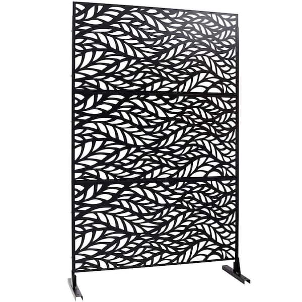 Miscool Anky 76 in. H x 48 in. W Steel Garden Fence, Metal Privacy Screens and Panels with Free Standing in Black