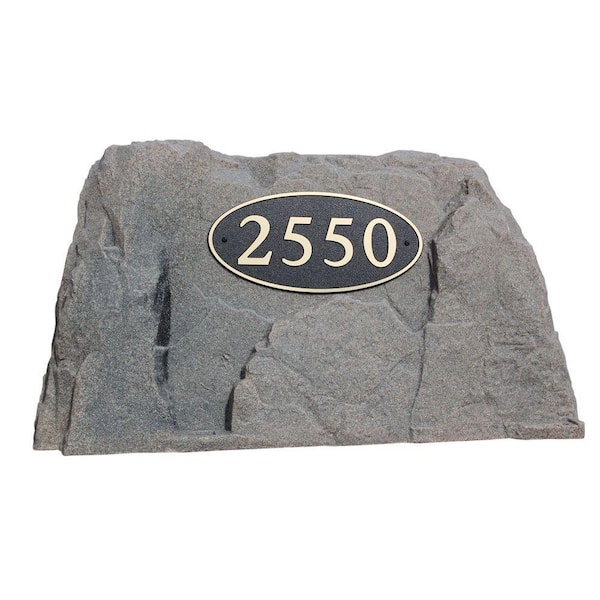 Dekorra 39 in. L x 21 in. W x 21 in. H Plastic Rock Cover with Oval Sign in Brown/Black