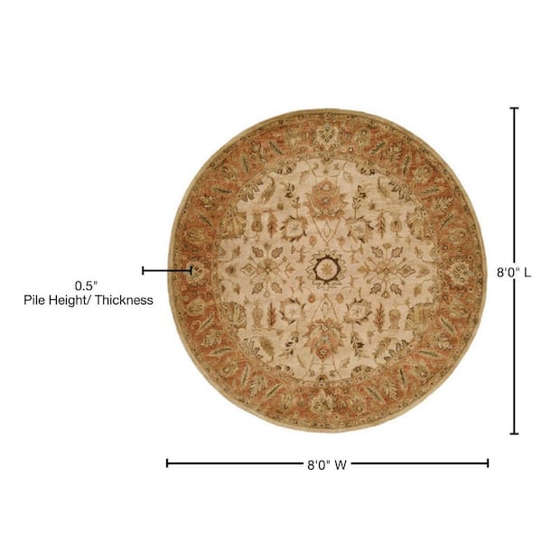 Ivory/Peach 8 ft. Round Area Rug