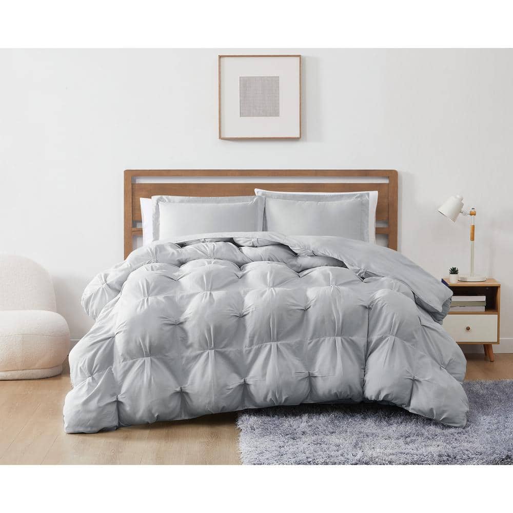 King Gray Reversible Microfiber Bedspread Set
