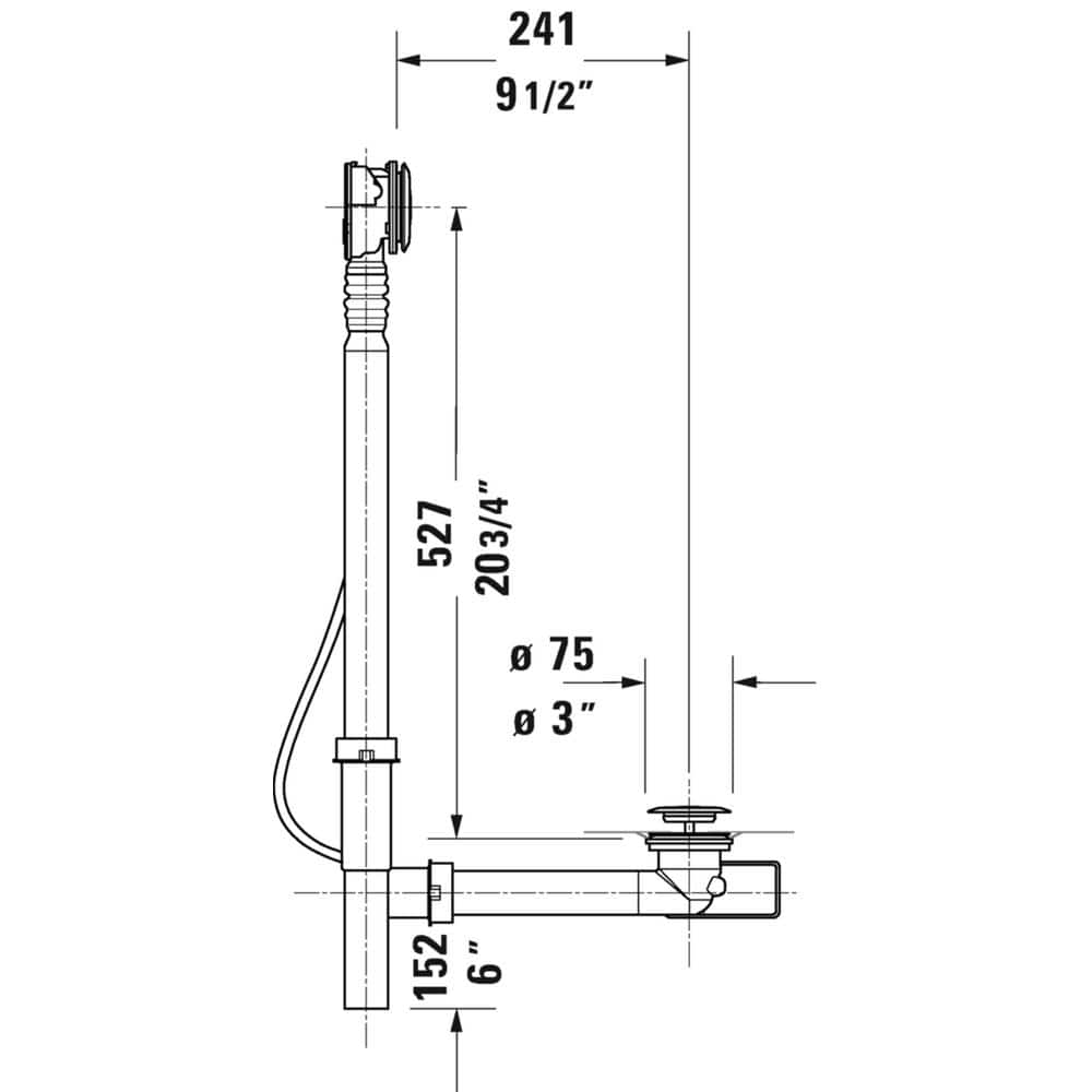 White Plastic and Chrome Tub Drain with Overflow Assembly