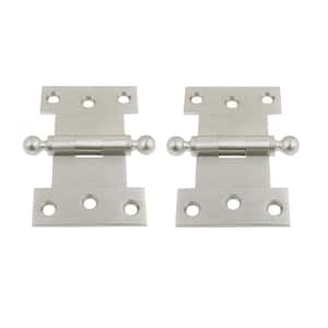 2-1/2 in. x 4 in. Solid Brass Parliament Hinge with Ball Finials in Satin Chrome (1-Pair)
