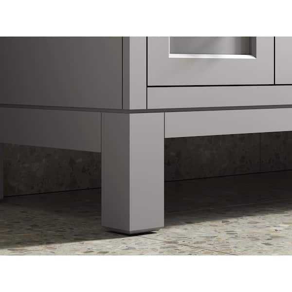 KOHLER Quo 61in. Double Sink Freestanding Mohair Grey Bath Vanity with White Quartz Top Assembled