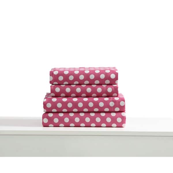 Kute Kids 3-Piece Minnie Polka Dot Geometric Microfiber Twin Sheet Set