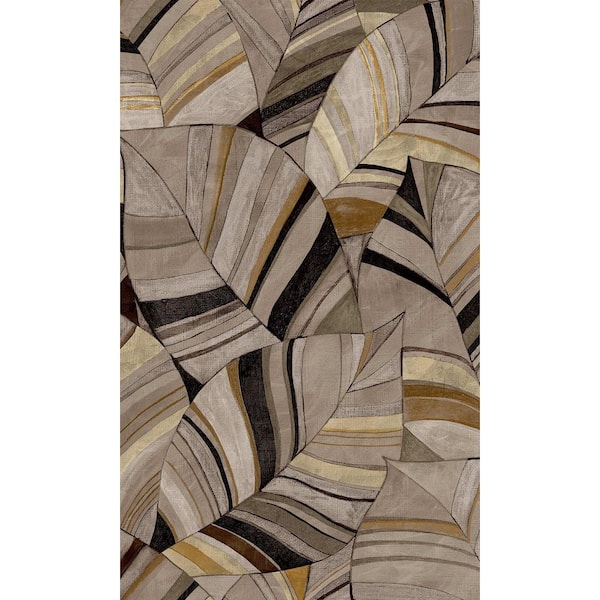 Duqqa Brown and Bungalow Taupe Overlapping Pen Drawn Leaves Print Non Woven Non-Pasted Textured Wallpaper 57 sq. ft.