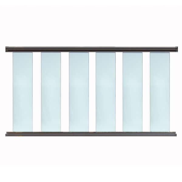 6 ft. x 36 in. Bronze Aluminum Frame Glass Baluster Railing Kit