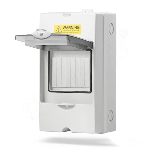 Lukyamzn 4 Way Outdoor Breaker Box IP65 ABS Plastic Din Rail Power Distribution Enclosure with Clear Cover - (1-Pack)