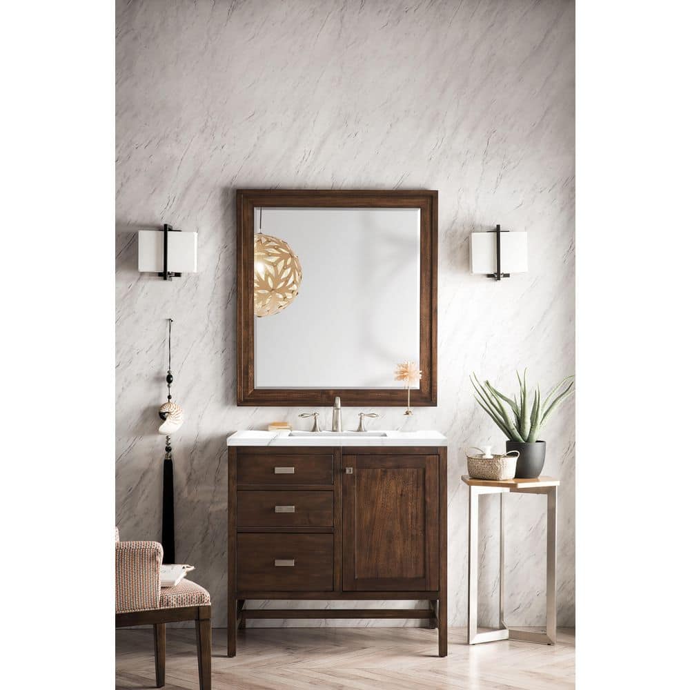 Addison 36 in. W x 23.5 in.D x 35.5 in. H Single Vanity in Mid Century Acacia with Marble Top in Carrara White price history on PriceWatchPro