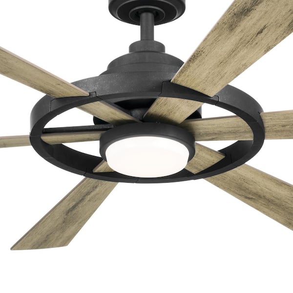 Kichler Range 52 In Integrated Led Indoor Distressed Black Down Rod Mount Ceiling Fan With Light And Remote 300317dbk - Kichler Rustic Ceiling Fans With Lights