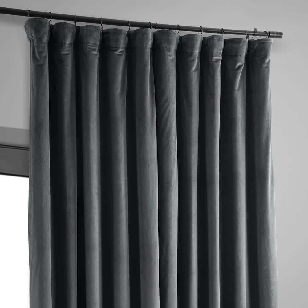 Natural Grey 100W x 96L Velvet Blackout Curtains
