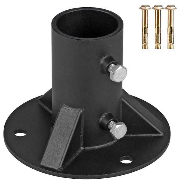 NVNOO 2 in. Heavy Duty Round Vinyl Fence Post End Base for Metal Post with Floor Bracket Fit OD 1-7/8 in. Pipe/Post, Black