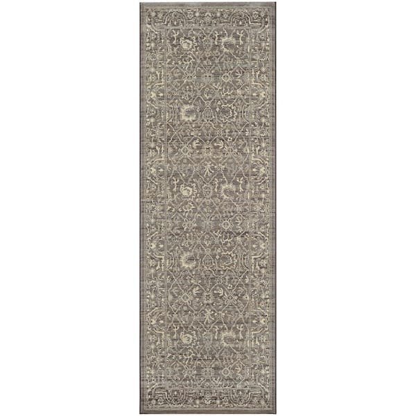 Couristan Everest Persian Arabesque Charcoal-Ivory 3 ft. x 8 ft. Runner ...