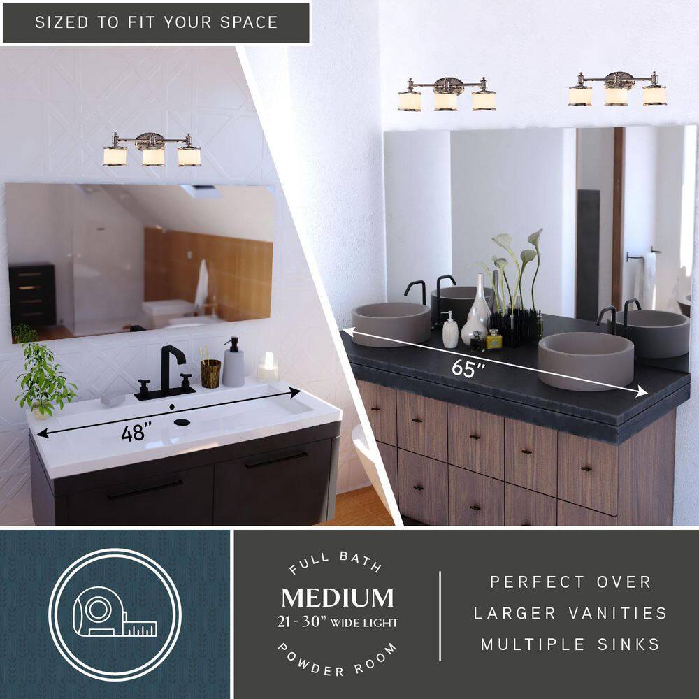 Carlisle Chrome 3-Light Dimmable Vanity Fixture