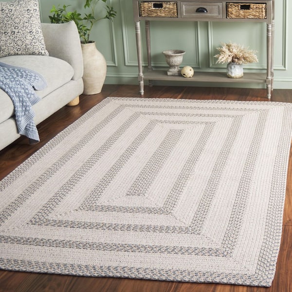 Braided 2 ft. x 3 ft. Ivory/Gray Two-Toned Striped Area Rug