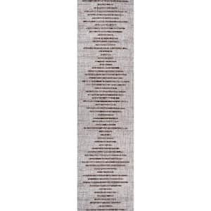 Zolak Berber Beige/Brown 2 ft. x 10 ft. Stripe Geometric Indoor/Outdoor Runner Rug