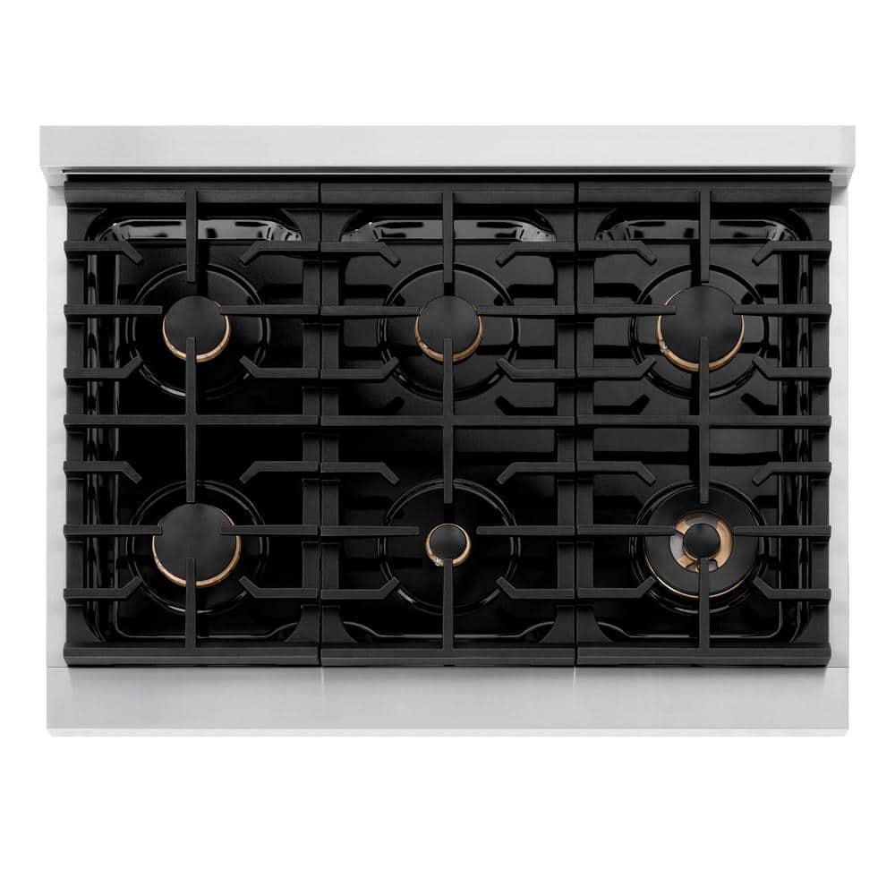 36" Stainless Steel Dual Fuel Range with Champagne Bronze Accents