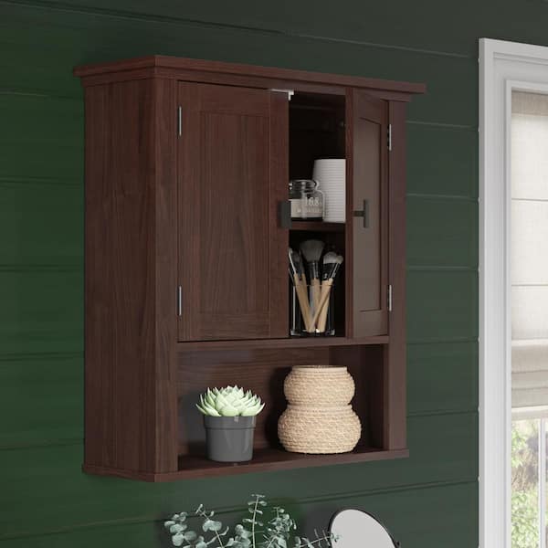 Hayward 24.5 in. H x 7.88 in. D x 22.81 in. W Bathroom Storage Wall Cabinet and Laundry Cabinet in Dark Woodgrain