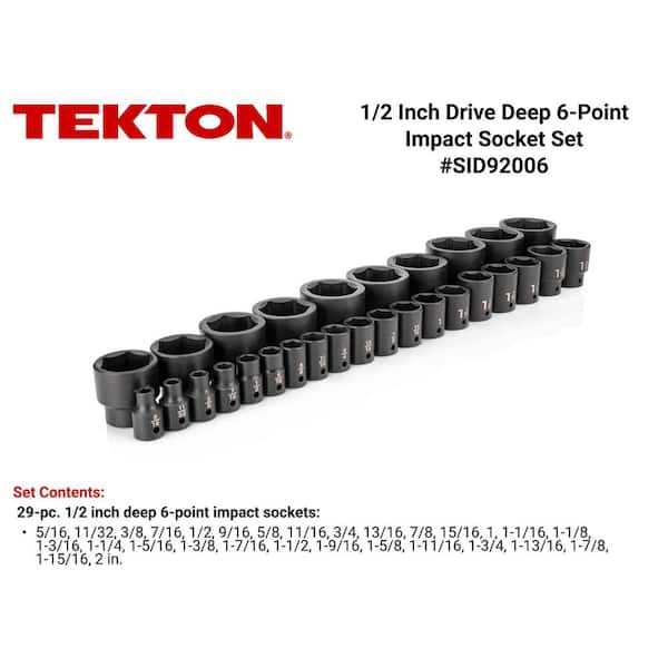 1/2 Inch Drive 6-Point Impact Socket Set, 29-Piece (5/16-2 in. )