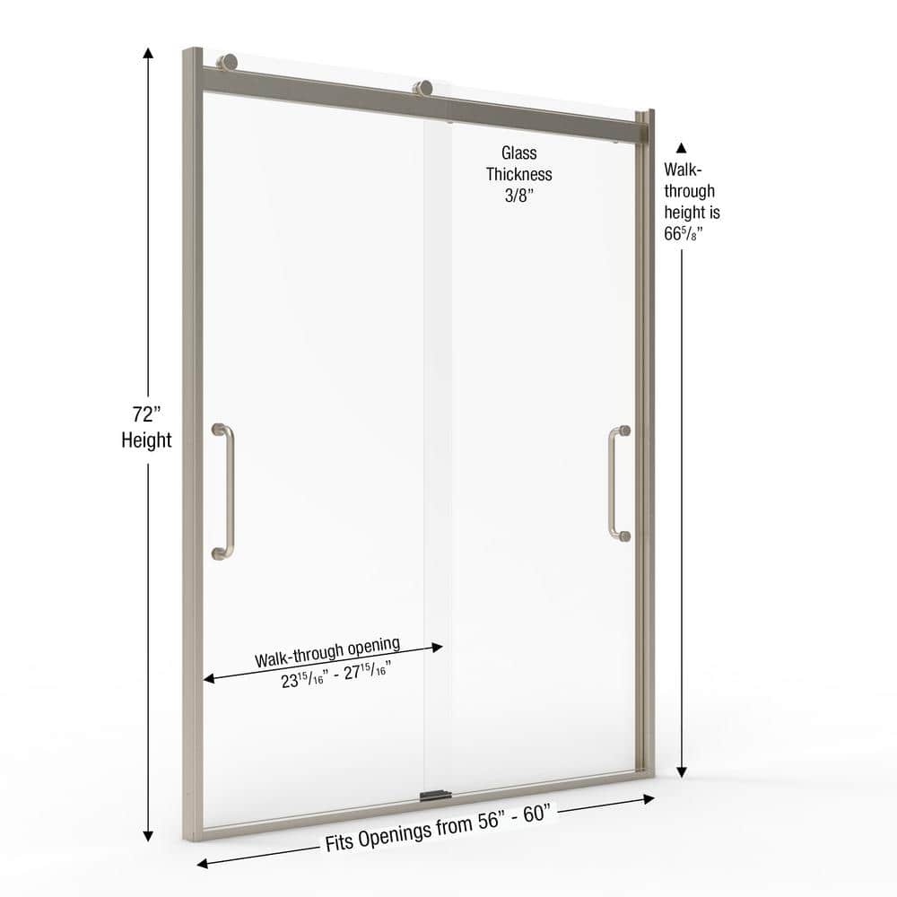 Arelo 60" Frameless Sliding Shower Door with Clear Glass