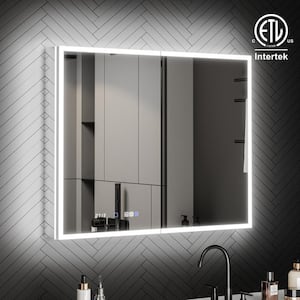 AuraX 40 in. W x 32 in. H Rectangular Recessed/Surface Mount Medicine Cabinet with Mirror, Backlit and Front LED