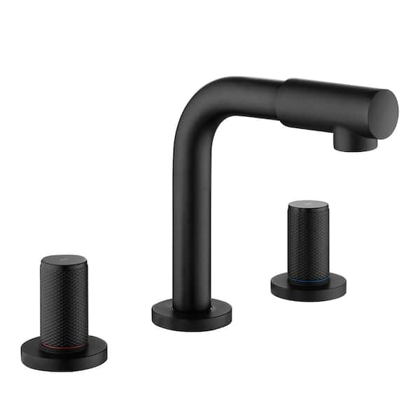 Widespread Bathroom Faucet 8 Inch 3 Hole Bathroom Sink Faucet 2 Handle Vanity Faucet in Matte Black