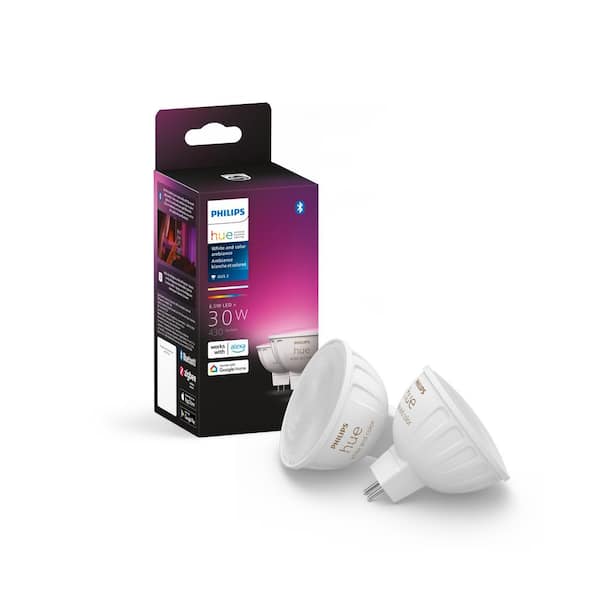 Philips Hue 30-Watt Equivalent Color Changing MR16 LED Smart Light bulb 2200-6500K (2-Pack)