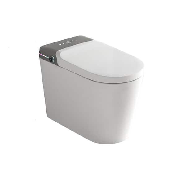 1.28 GPF Tankless Smart Bidet Toilet in White with Remote Control,LED Display,Heated Seat,Warm Water And Dry,Foot Sensor