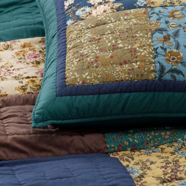 The Company Store Winter Floral Patchwork Quilt and Sham Collection - The  Home Depot