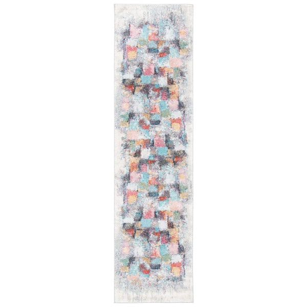 Phoenix 2 ft. x 8 ft. Ivory/Gray Geometric Abstract Blur Runner Rug