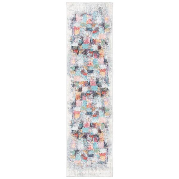 Phoenix 2 ft. x 8 ft. Ivory/Gray Geometric Abstract Blur Runner Rug